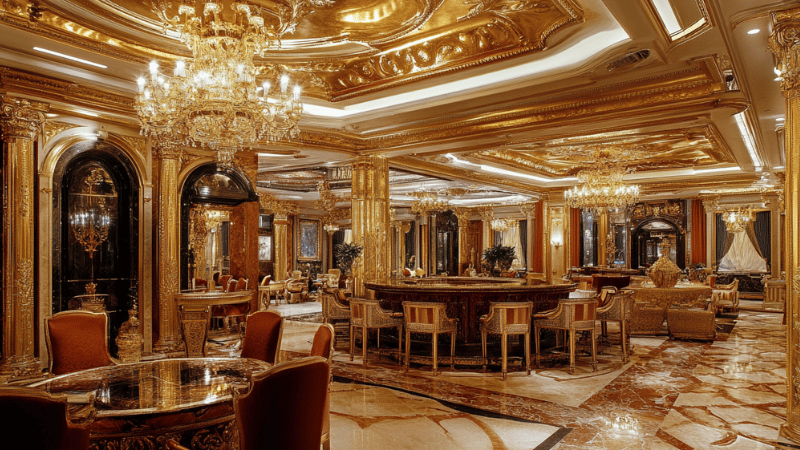 Luxurious golden room interior symbolism