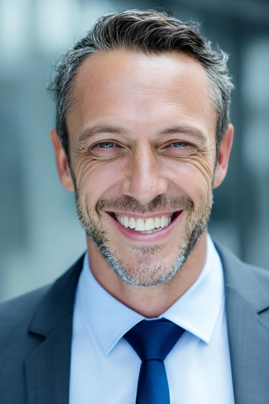 Portrait middle aged smiling man