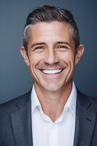 Portrait smiling man head and shoulders