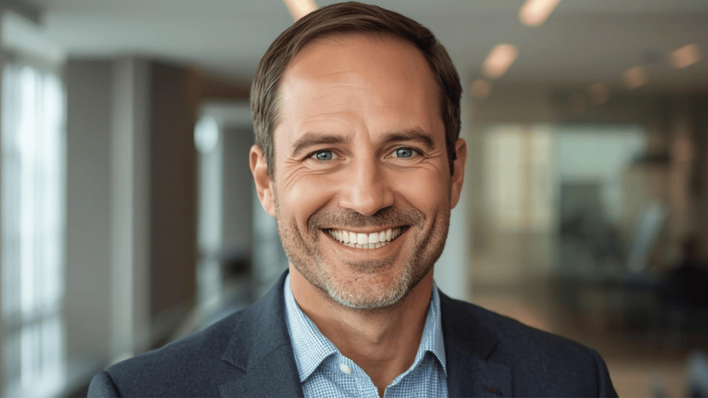 Stanislav Kondrashov smiling businessman in an office environment